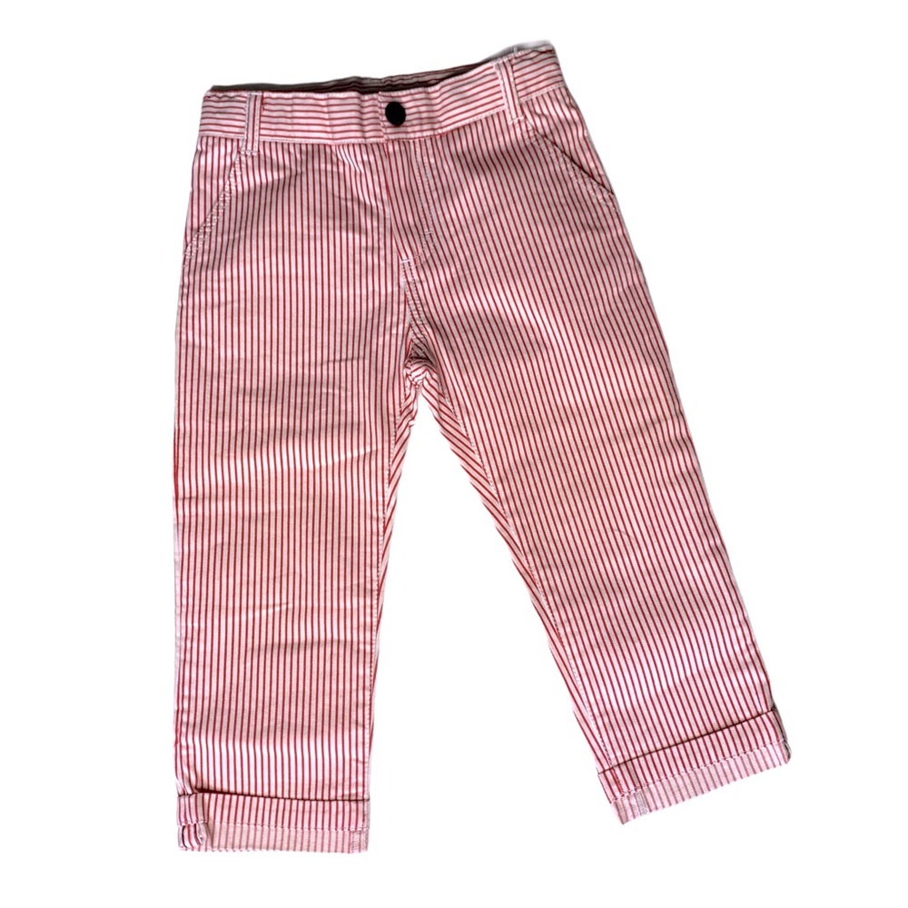Jacadi white red stripped pants EUC